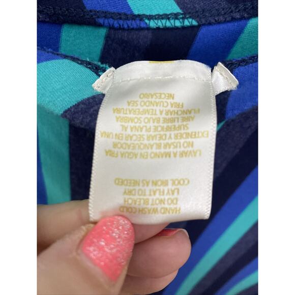 MATTY M Size Large Elasticated Waist Striped Teal Black Long Length MAXI SKIRT - Picture 10 of 10